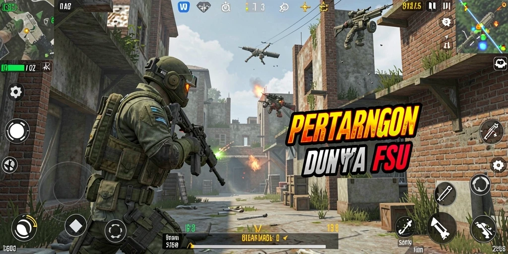 Screenshot utama 8180 menampilkan aksi tembak-menembak yang intens.