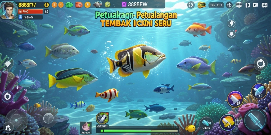 Tampilan gameplay seru dalam Tembak Ikan 888FW.