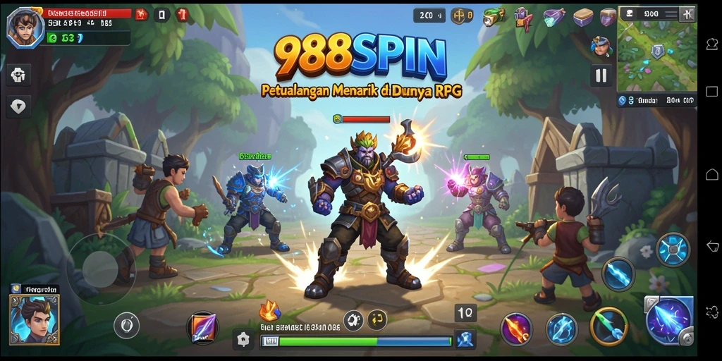 Screenshot gameplay 988SPIN menampilkan pertarungan yang mendebarkan dan karakter menarik.