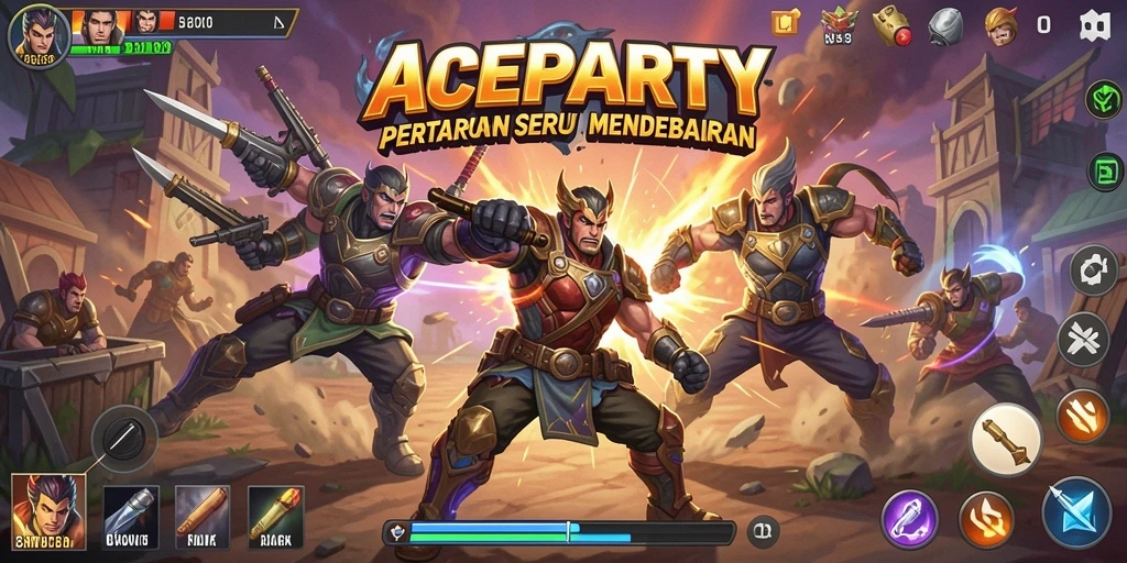 Tangkapan layar gameplay ACEPARTY menampilkan aksi pertempuran yang mendebarkan.