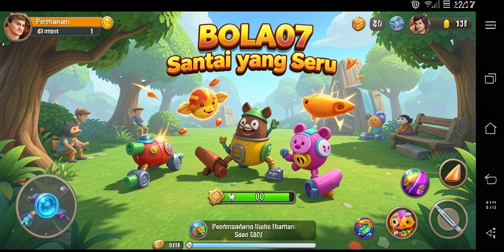 Tampilan gameplay seru BOLA07 yang penuh warna.