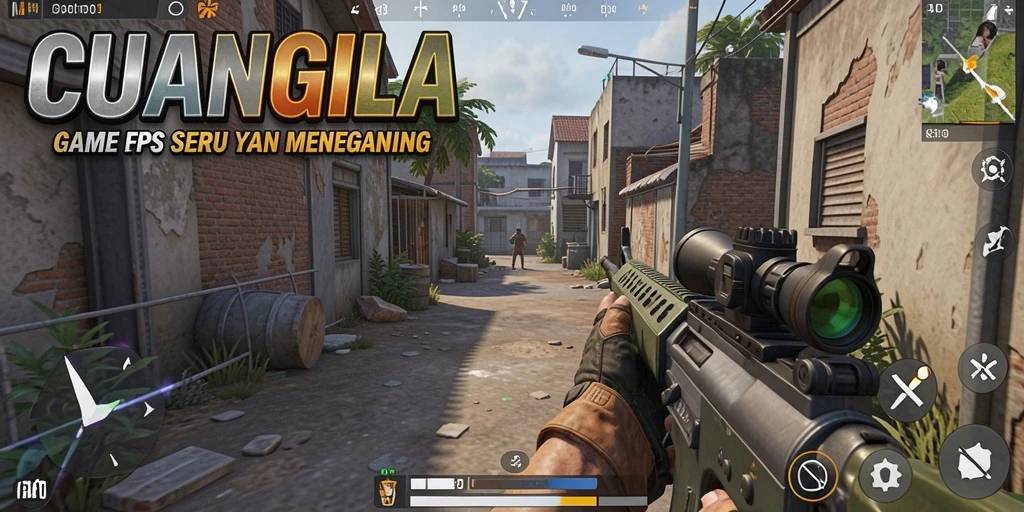 Tampilan gameplay menegangkan dari CUANGILA dalam aksi FPS.