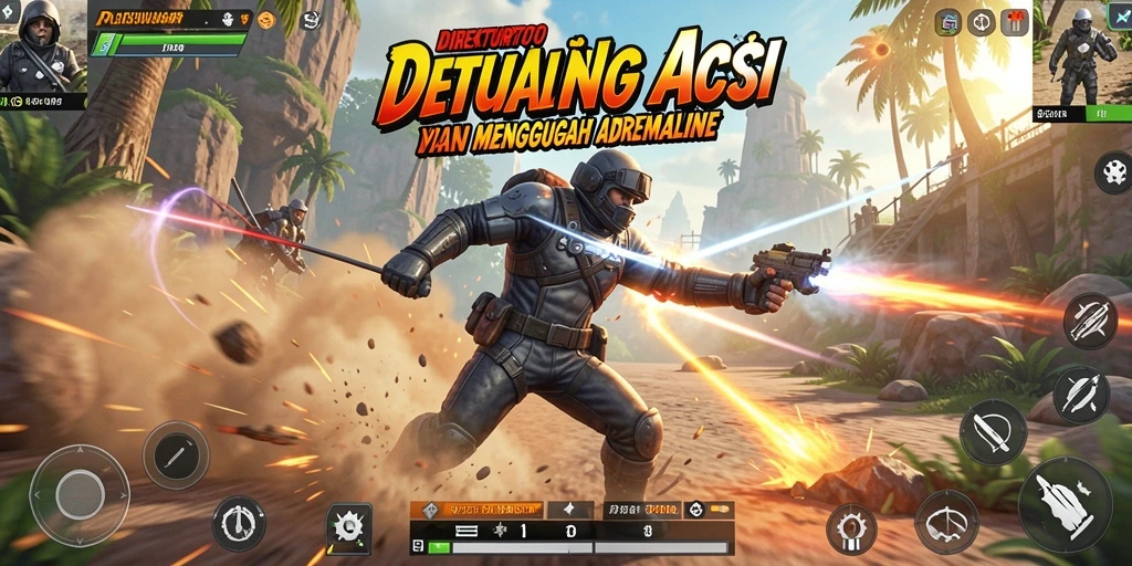 Tangkapan layar dari permainan Action DIREKTURTOTO yang menampilkan aksi seru.