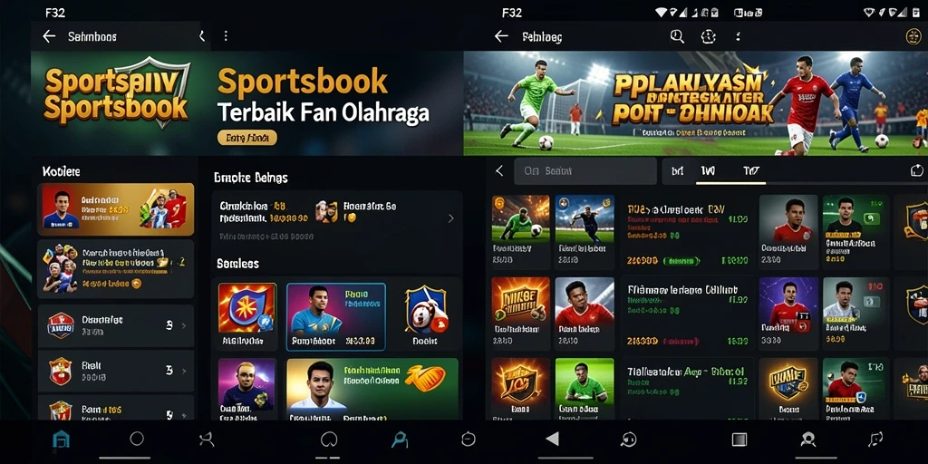 Screenshot F32 menampilkan fitur taruhan olahraga secara langsung.