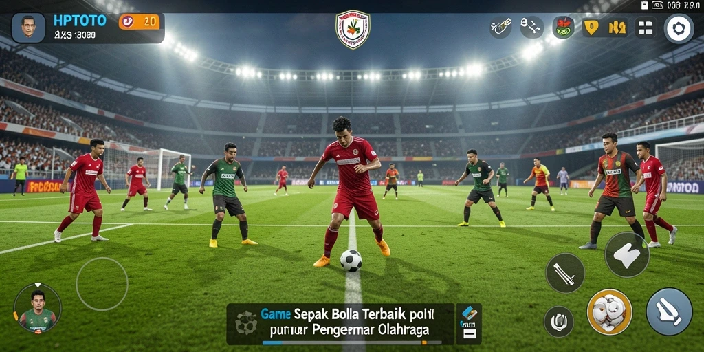 Tampilan gameplay HPTOTO dengan aksi sepak bola yang mendebarkan.