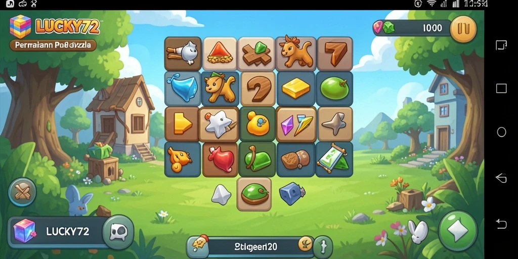Tampilan gameplay LUCKY72 dengan berbagai puzzle yang menarik.