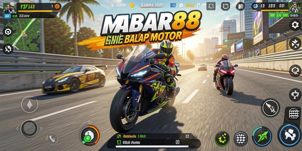 Tampilan seru dari gameplay balap motor di MABAR88.