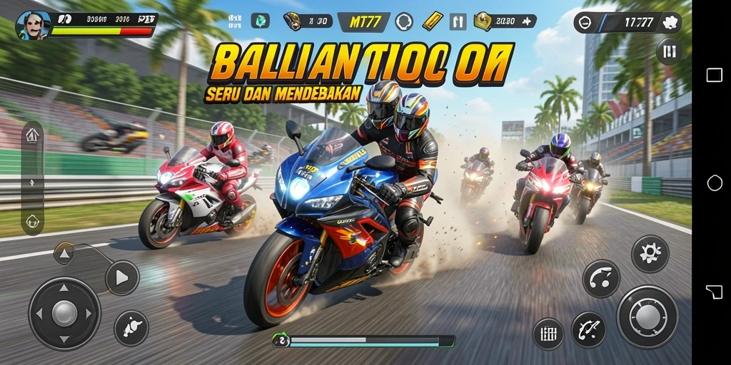 Gameplay seru dalam balapan motor di MT777.