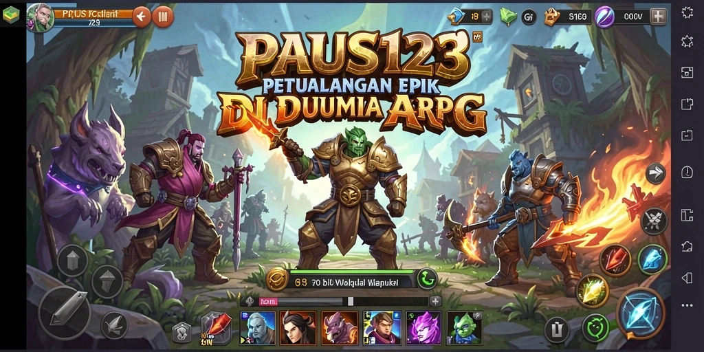 Tangkapan layar utama PAUS123 menampilkan aksi pertarungan ARPG yang mendebarkan.
