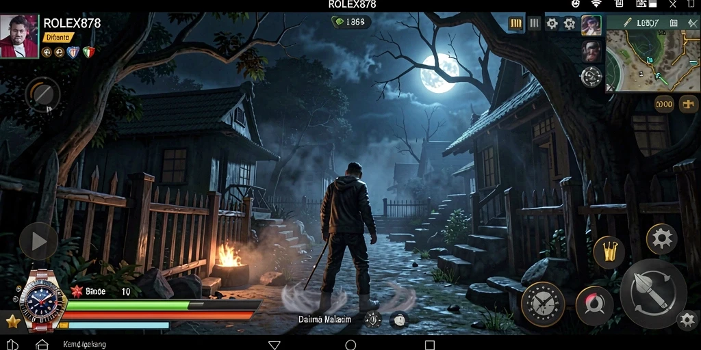 Tampak gameplay menegangkan dalam ROLEX878 dengan suasana Horror yang mencekam.