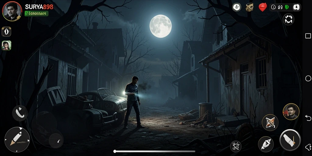 Screenshot menunjukkan momen menegangkan di SURYA898 dengan makhluk menyeramkan.