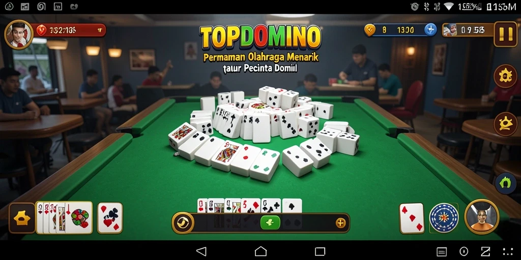 Screenshot gameplay TOPDOMINO yang menunjukkan keseruan pertandingan domino.
