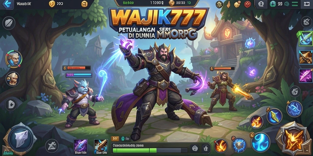 Menampilkan aksi seru dalam petualangan MMORPG.